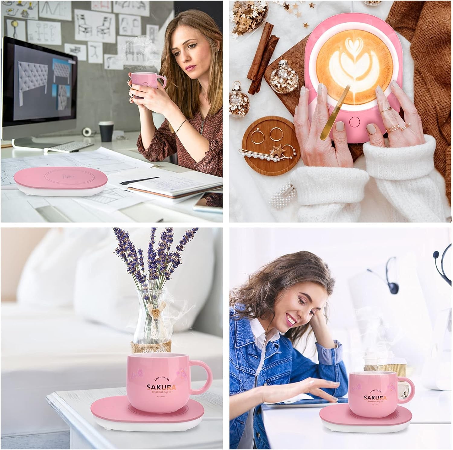 Mug Warmer,Coffee Warmer for Desk Candle Warmer Auto Shut Off,Coffee Cup Warmer with 3 Temp Settings,Smart Warmer Plate for Coffee,Tea,Water Milk and Cocoa